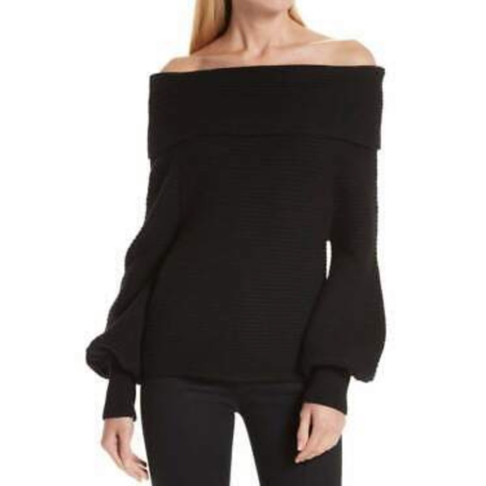 A.L.C. Elin Off-Shoulder Black Sweater